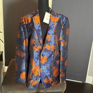 Men’s Slim Fit Floral Suit Jacket Blazer 
Single Breasted One Button Size 38 NWT